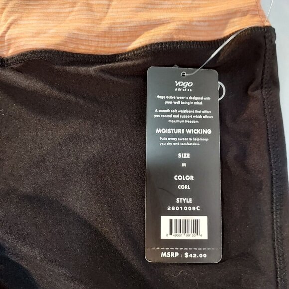 Yoga Moisture Wicking Black Crop Leggings With Peach Band Size Medium Women's - Picture 6 of 9